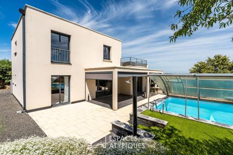 Maison contemporaine sur les hauteurs de Anse avec vue imprenable sur la chaine des Alpes