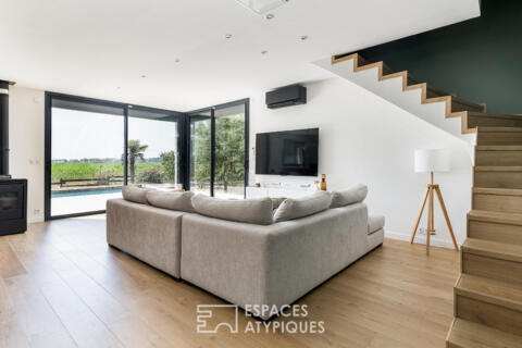 Contemporary house with swimming pool and unobstructed views in Merville