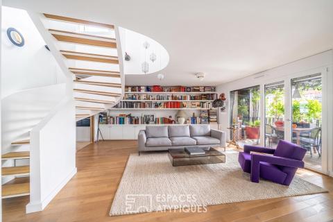 Duplex contemporain aux terrasses végétalisées, esprit canopée urbaine