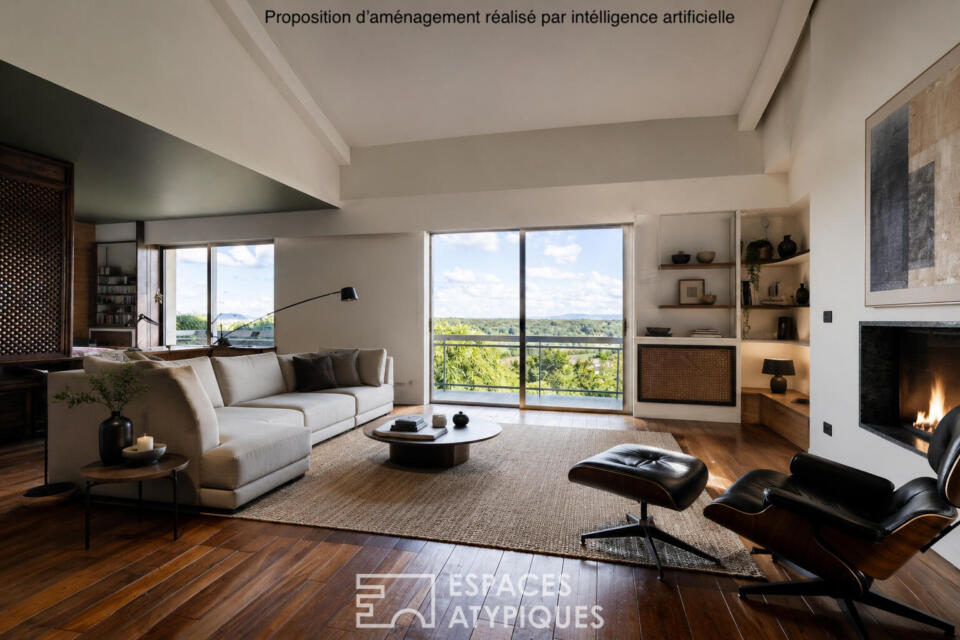Maison d'architecte avec jardin luxuriant sublimé par la vue