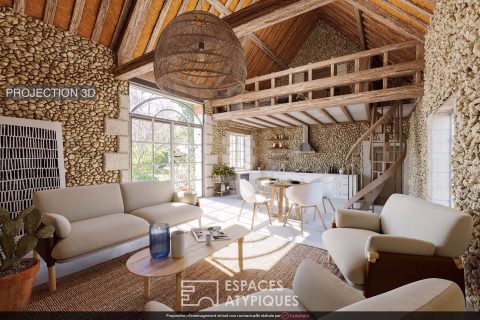 Barn with cathedral ceiling in a quiet area