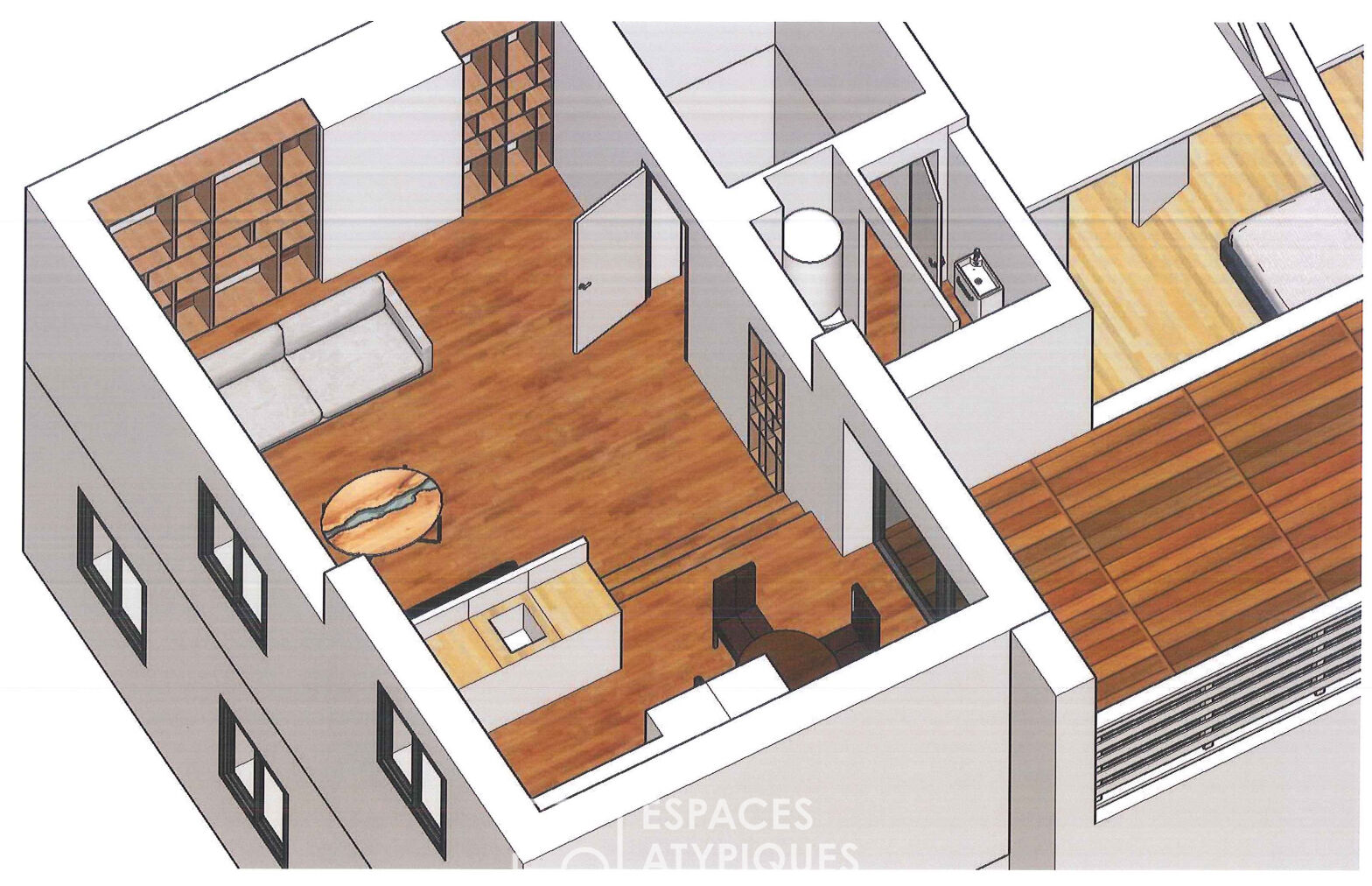 Triplex avec terrasse, proche de La Loire, à réhabiliter