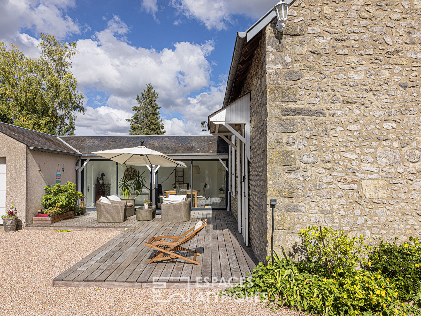 Stone house and its landscaped garden