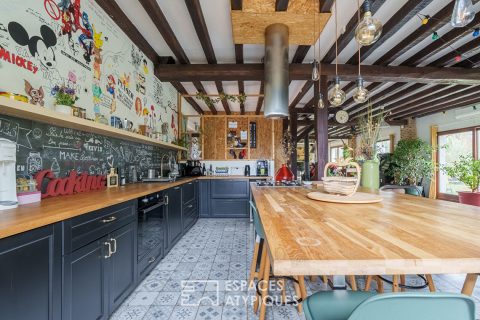 Maison de caractère, esprit loft au vert