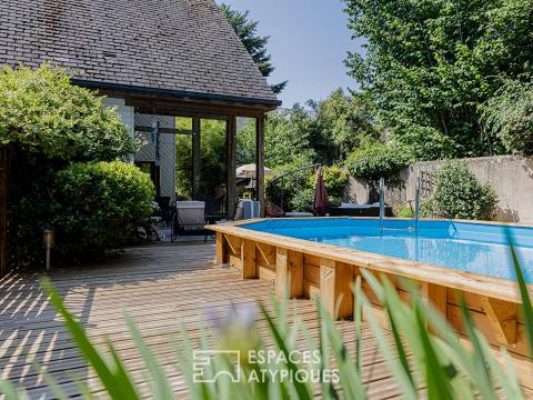 Maison contemporaine en bois avec piscine