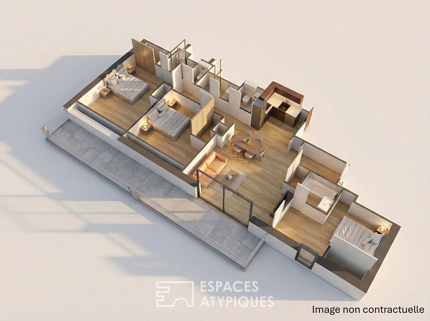 Appartement familial lumineux avec terrasse