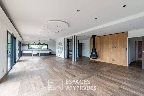 Contemporary house on stilts with view