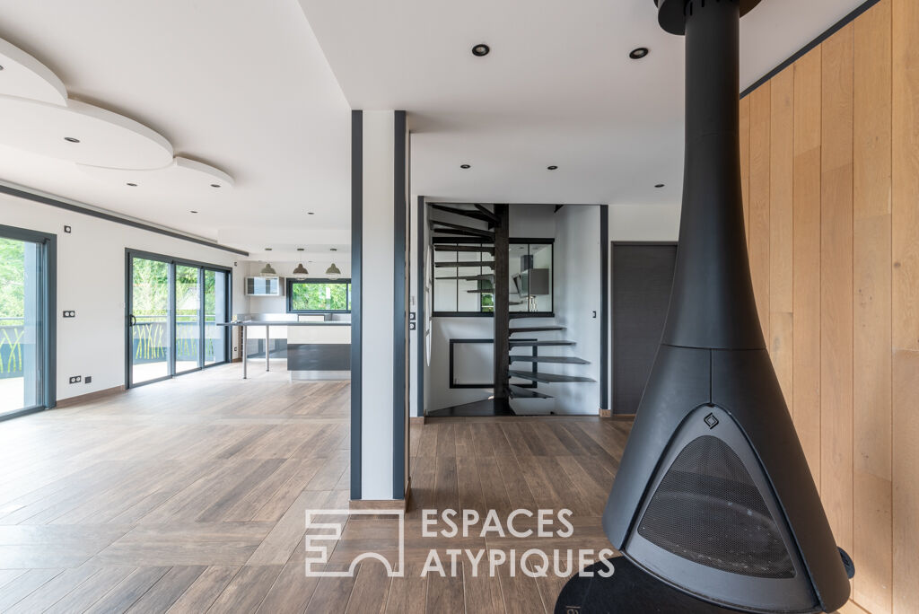 Contemporary house on stilts with view