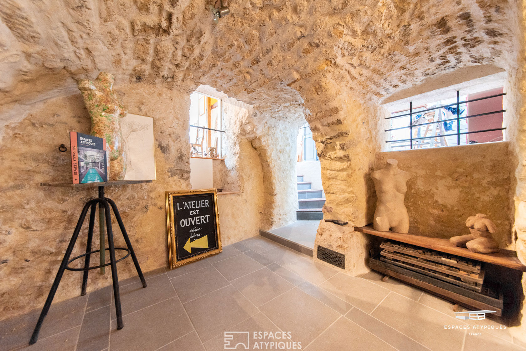 Artist workshop in a unique place and his stone house