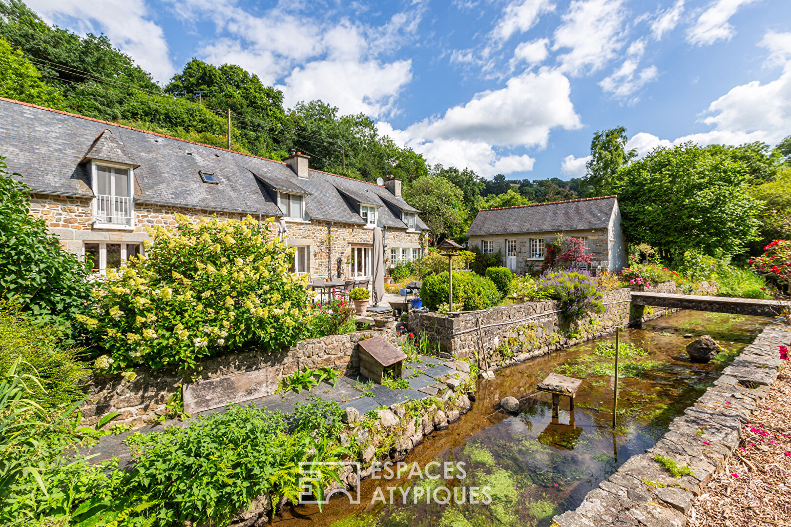 By the river in a bucolic setting