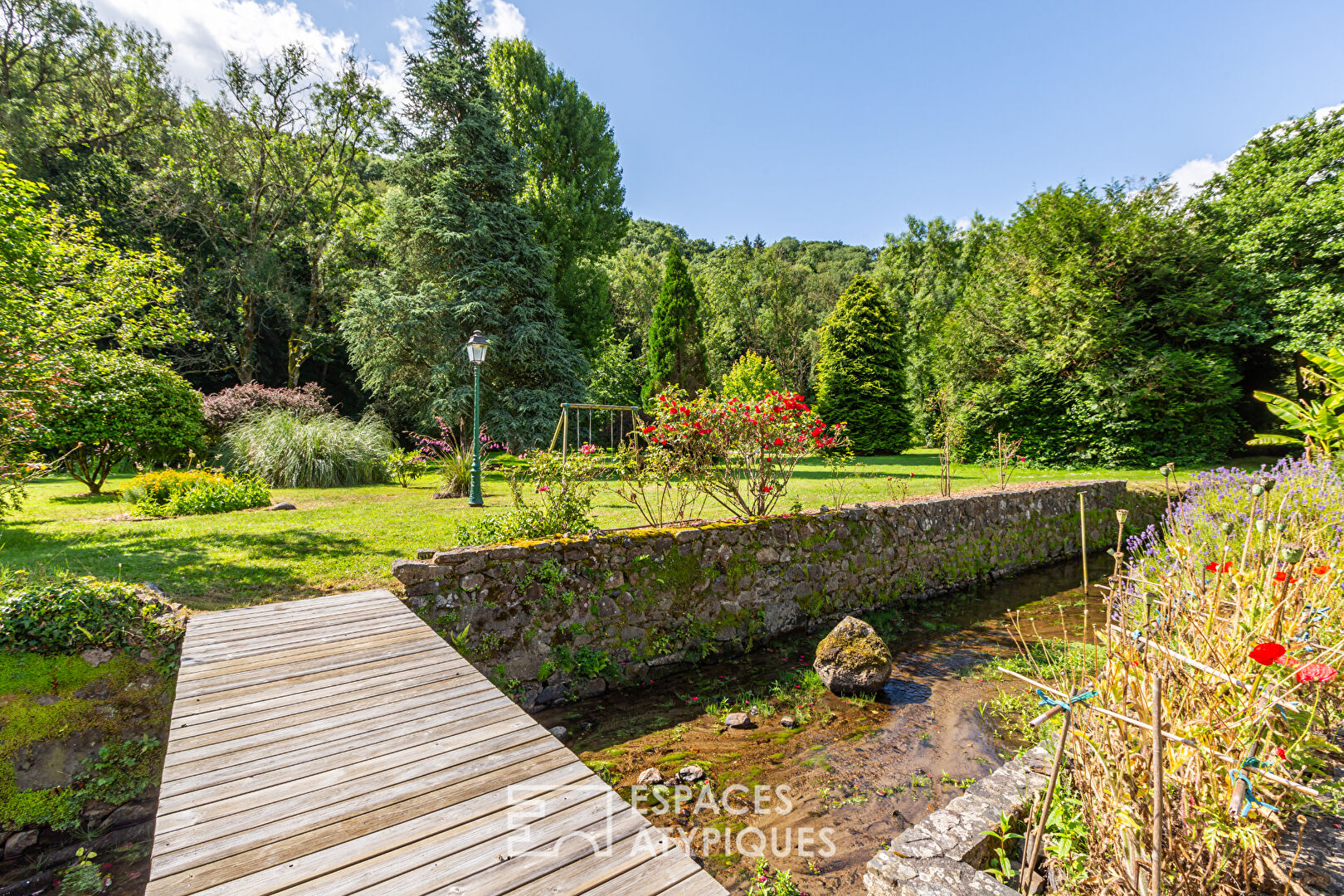 By the river in a bucolic setting