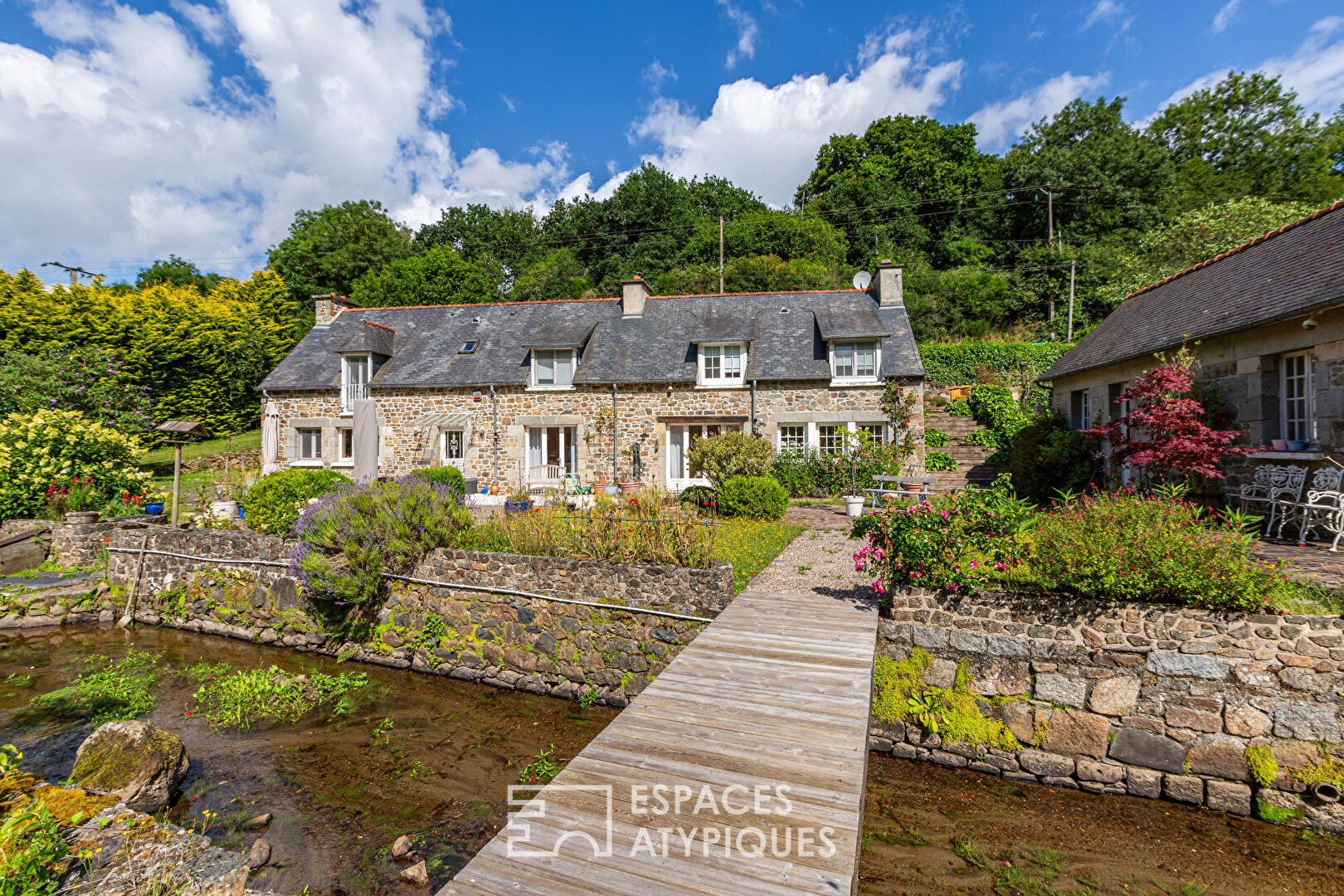 By the river in a bucolic setting