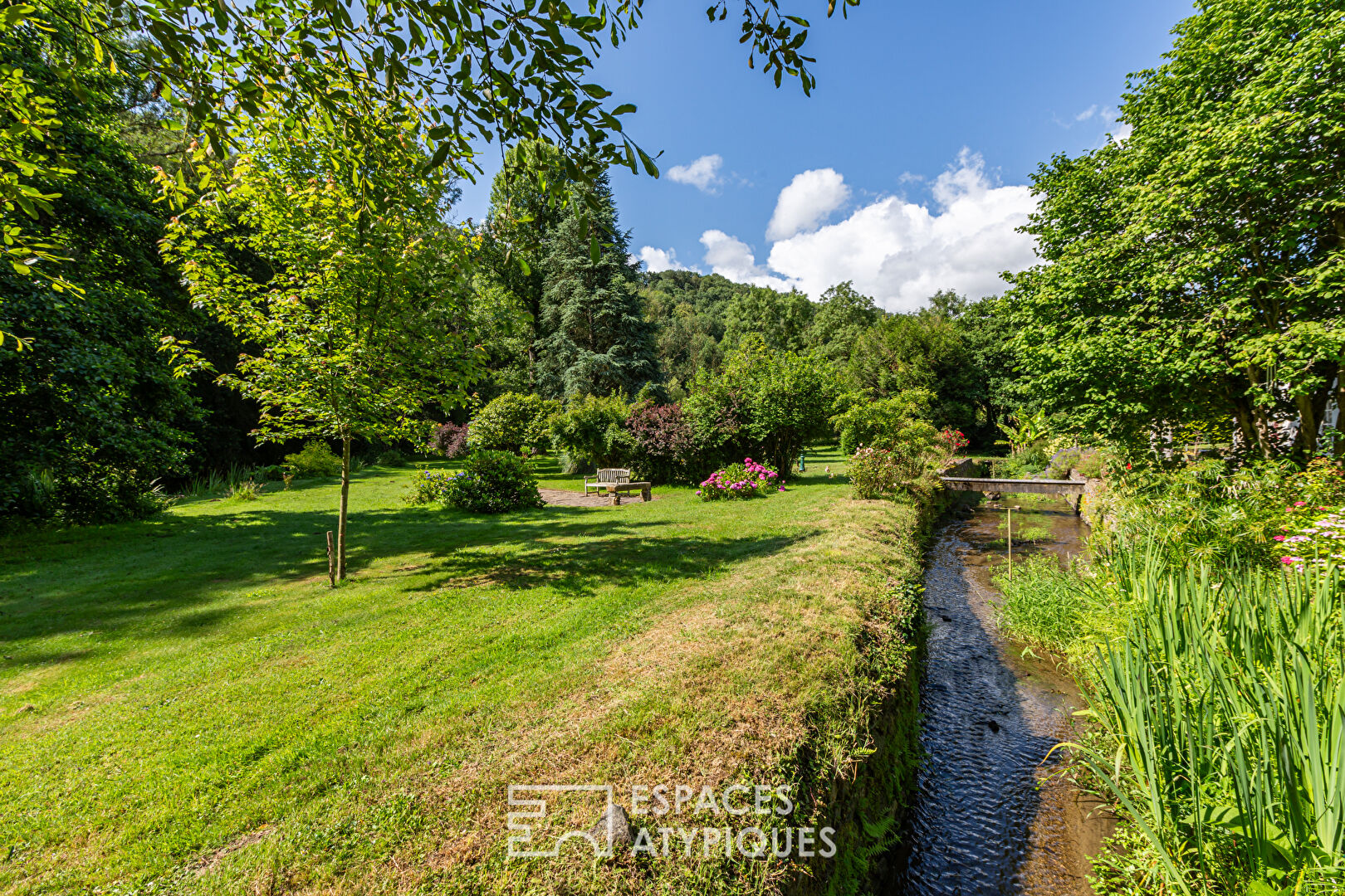 By the river in a bucolic setting