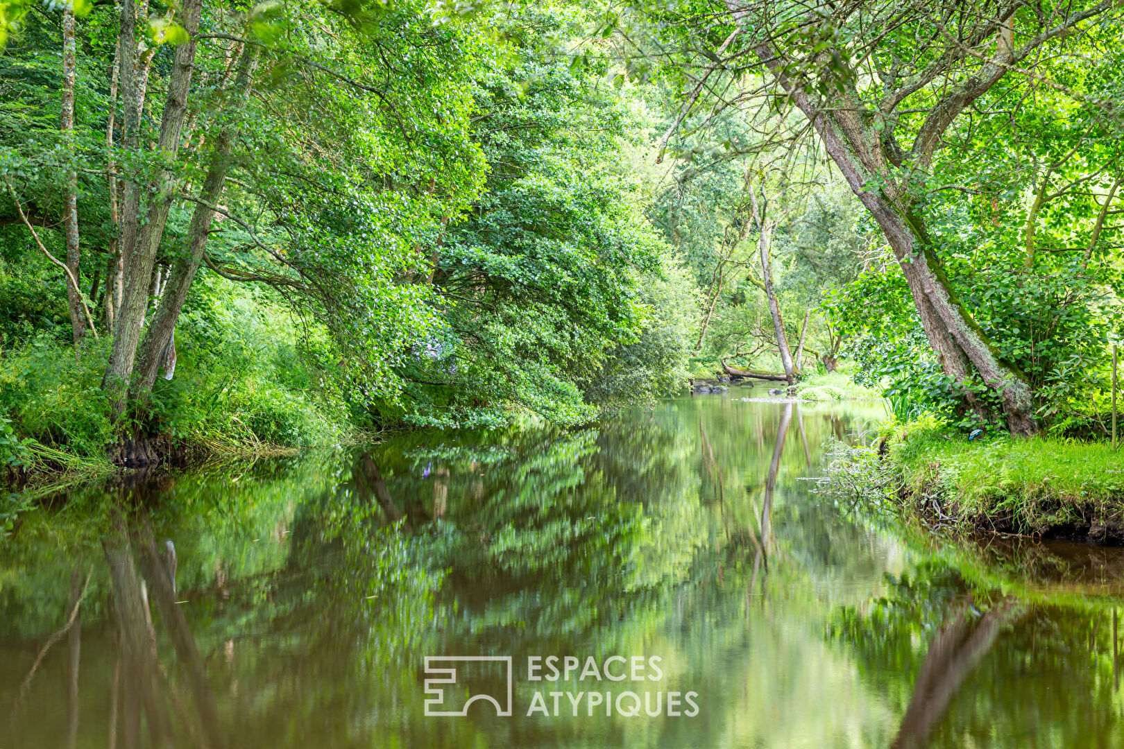 By the river in a bucolic setting