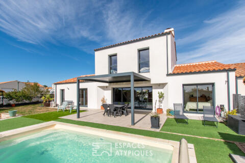 Family home with contemporary veranda and swimming pool