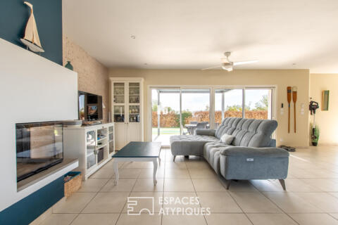 Family home with contemporary veranda and swimming pool