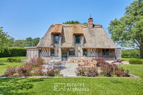 Chaumière et sa dépendance rénovées dans environnement bucolique