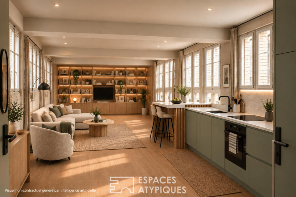 Coeur de ville - studio contemporain en dernier étage