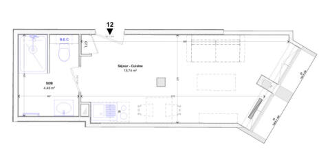 Coeur de ville – studio contemporain en dernier étage