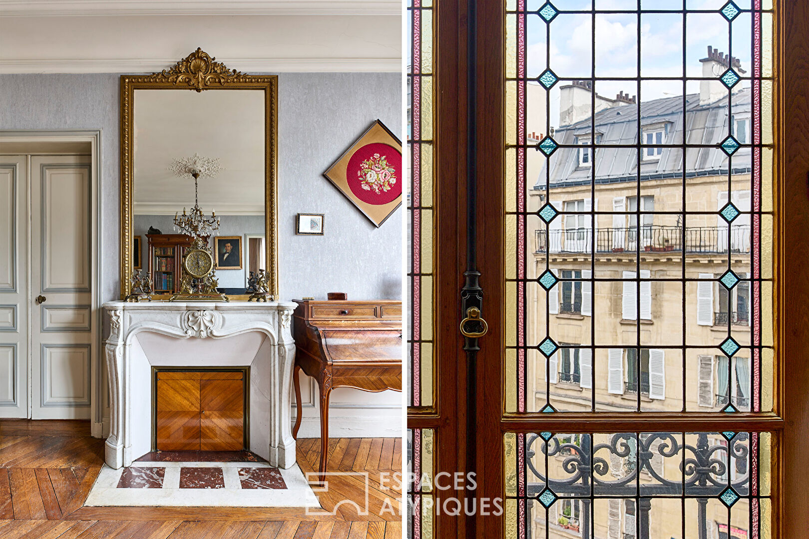 Appartement d’angle avec vitraux d’époque et potentiel de réinterprétation