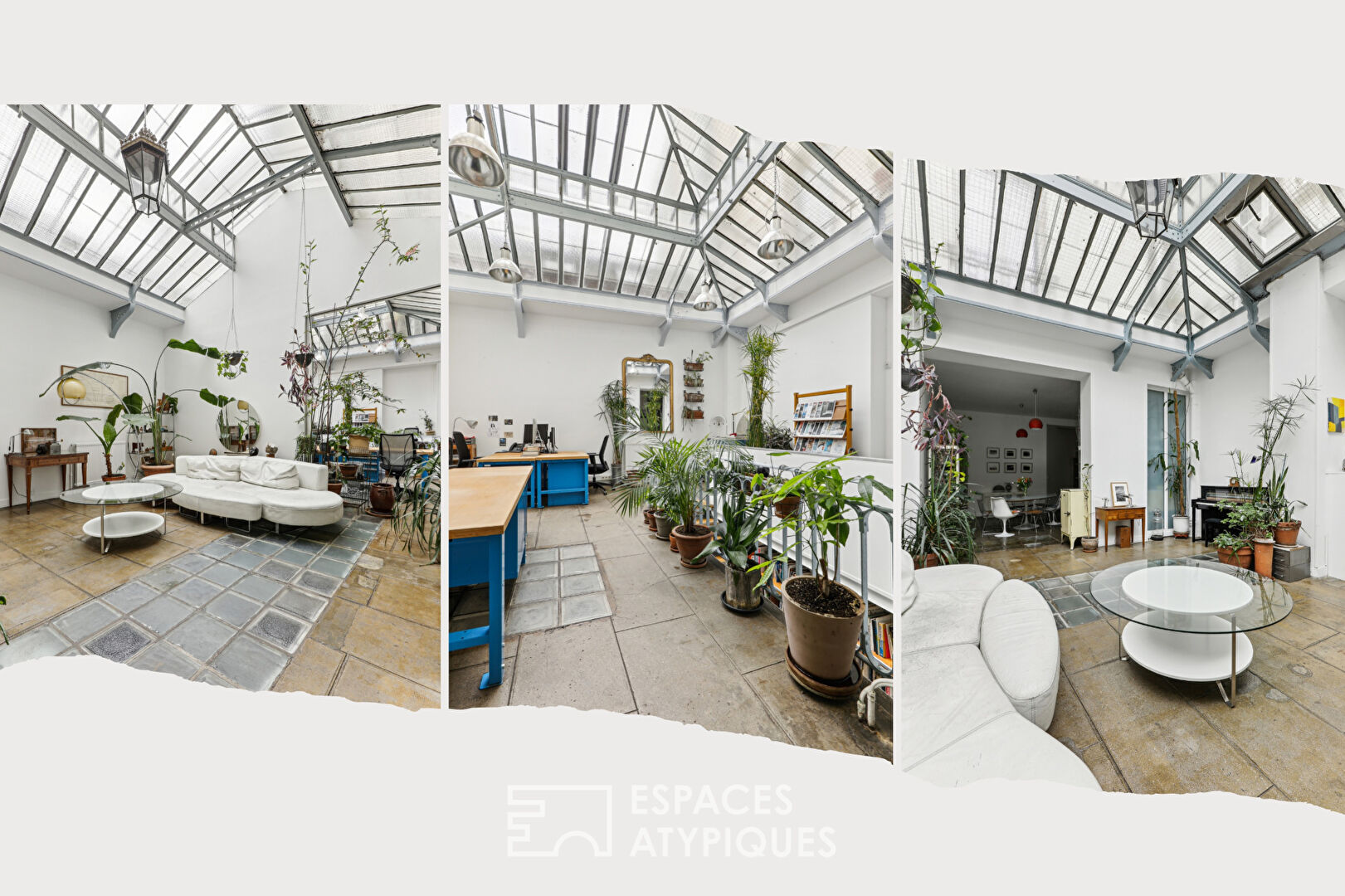 Loft d’habitation et local commercial avec verrière Eiffel proximité square d’Anvers