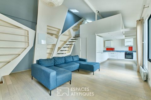 Dernier étage esprit loft design à Jules-Joffrin