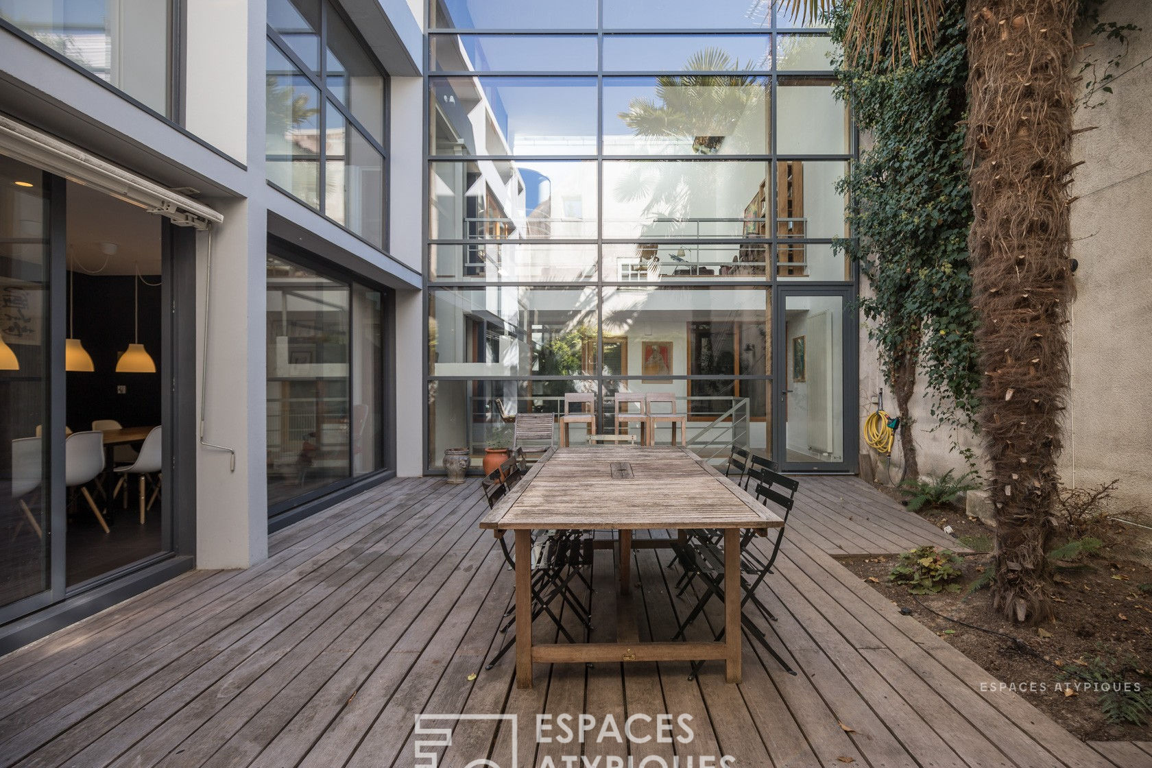 Modern house with interior garden and terrace