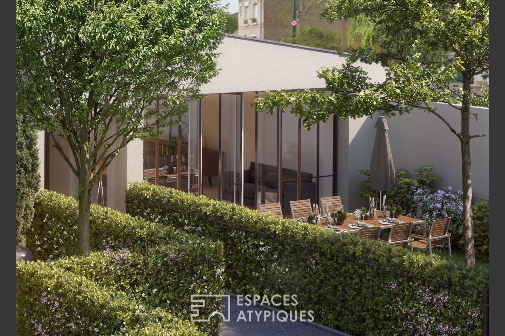 Contemporary loft-apartment with garden and patios