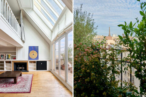 Esprit atelier en dernier étage avec terrasses et vue Tour Eiffel au coeur du Village d’Auteuil