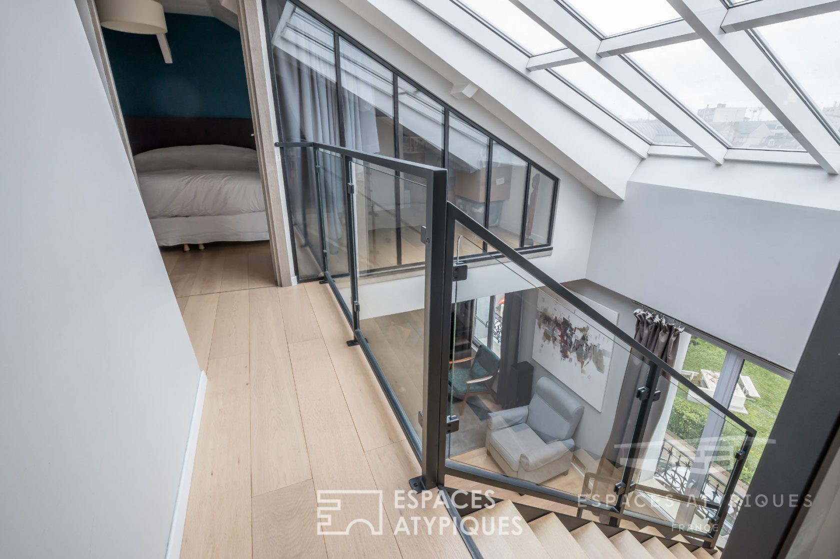 Top floor duplex with overhead canopy