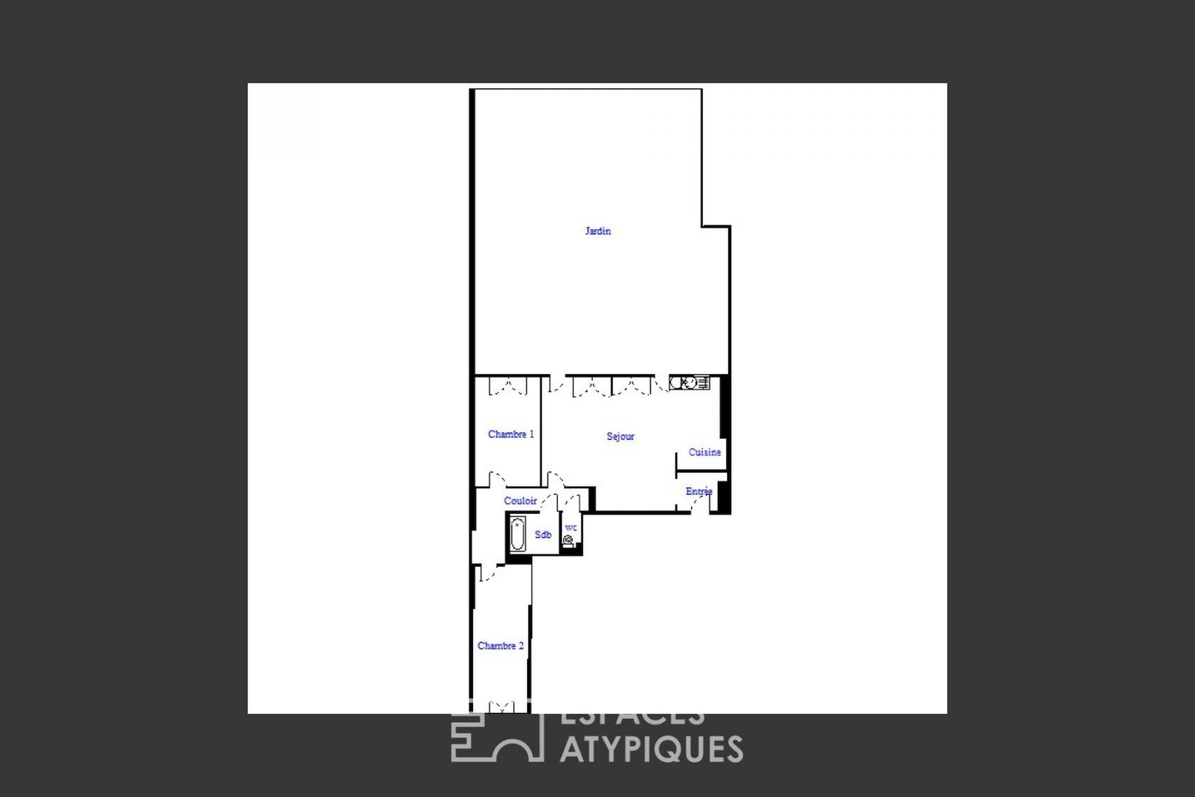 Apartment with large garden with trees