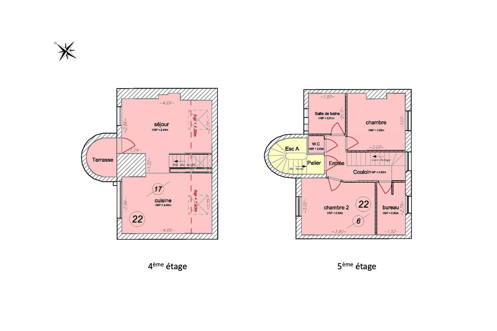 Dernier étage en duplex avec mini terrasse