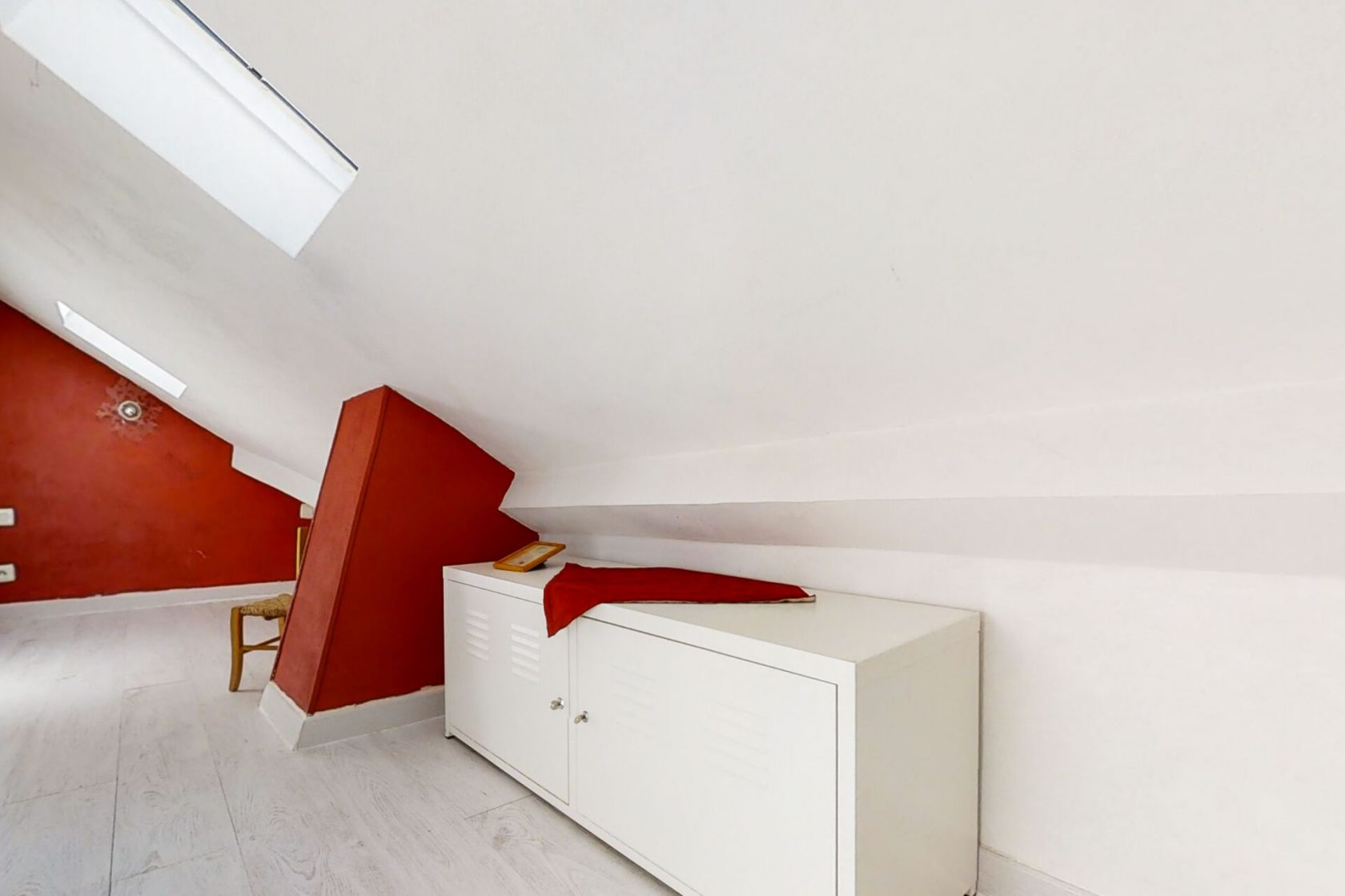Crossing top floor and exposed beams