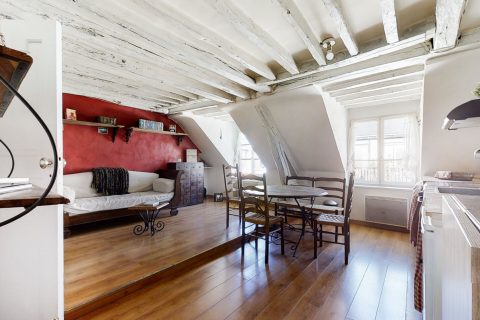 Crossing top floor and exposed beams