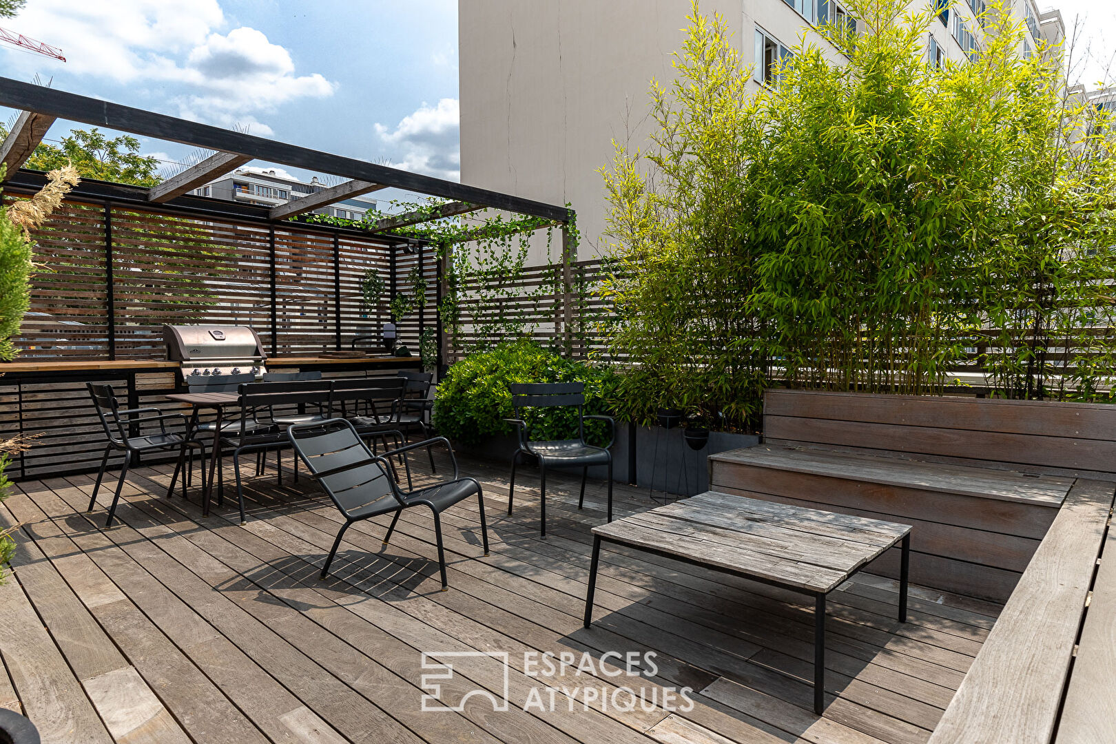 Architect’s house with patio, balcony, terrace and roof-top