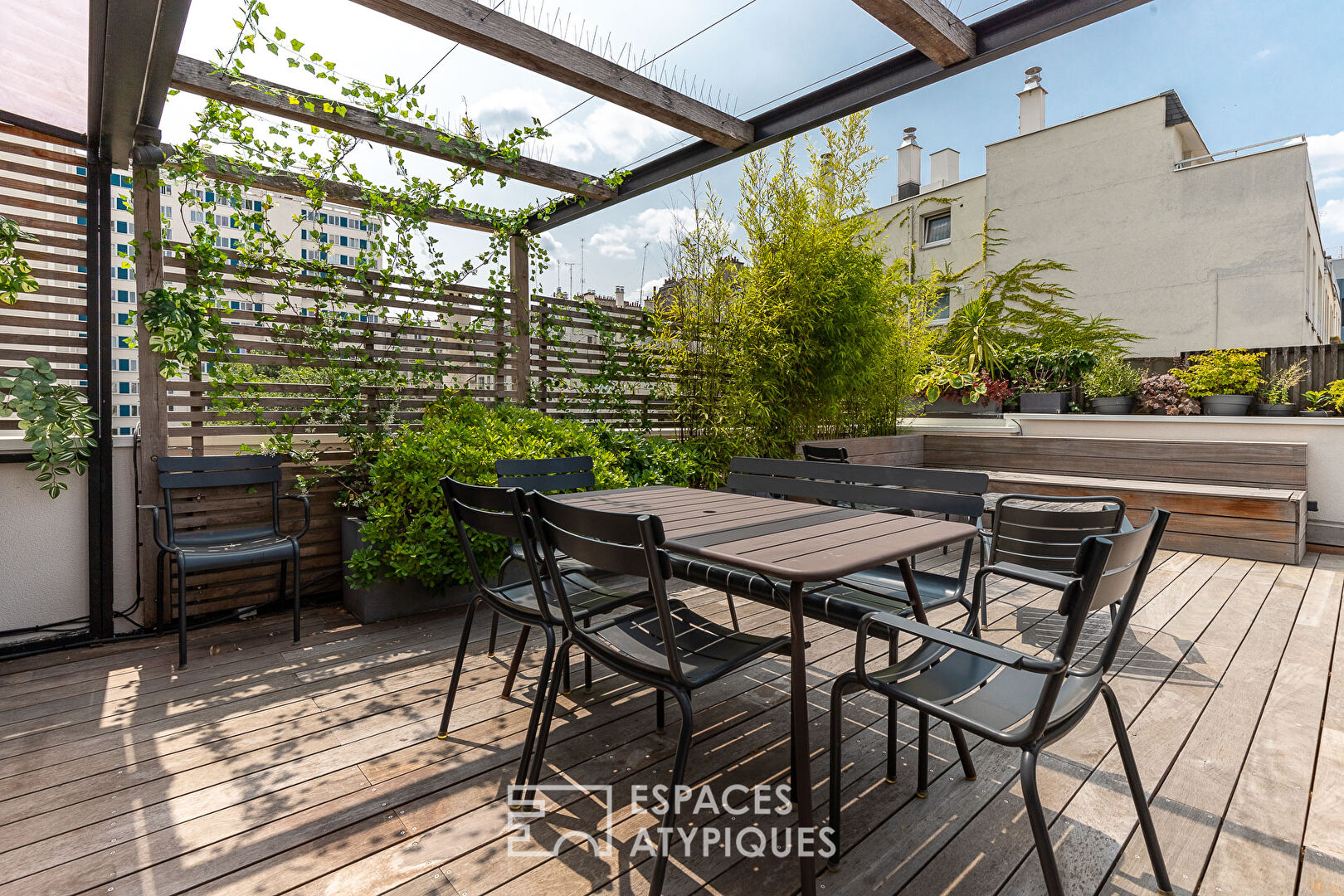 Architect’s house with patio, balcony, terrace and roof-top