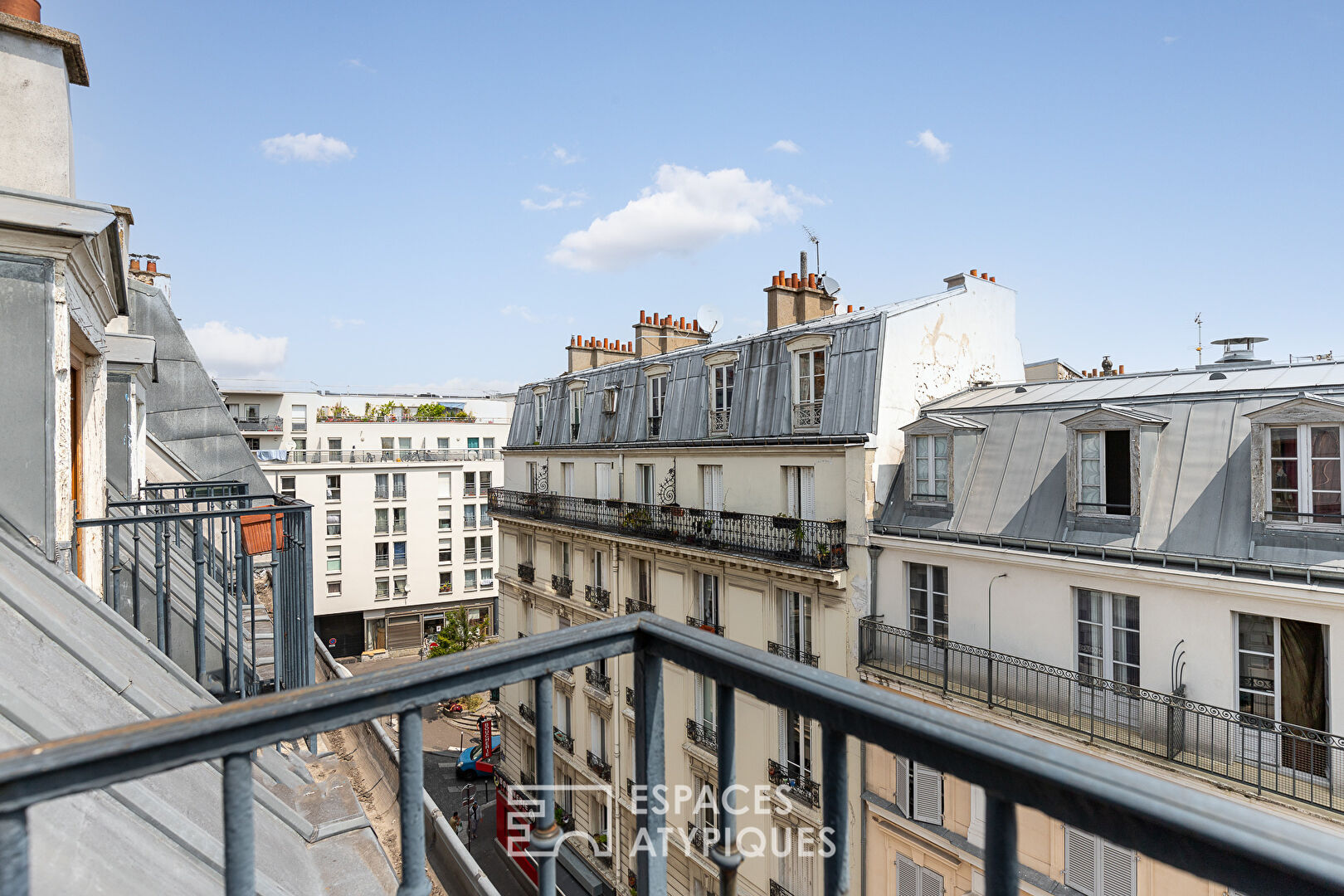Top floor studio with balconies