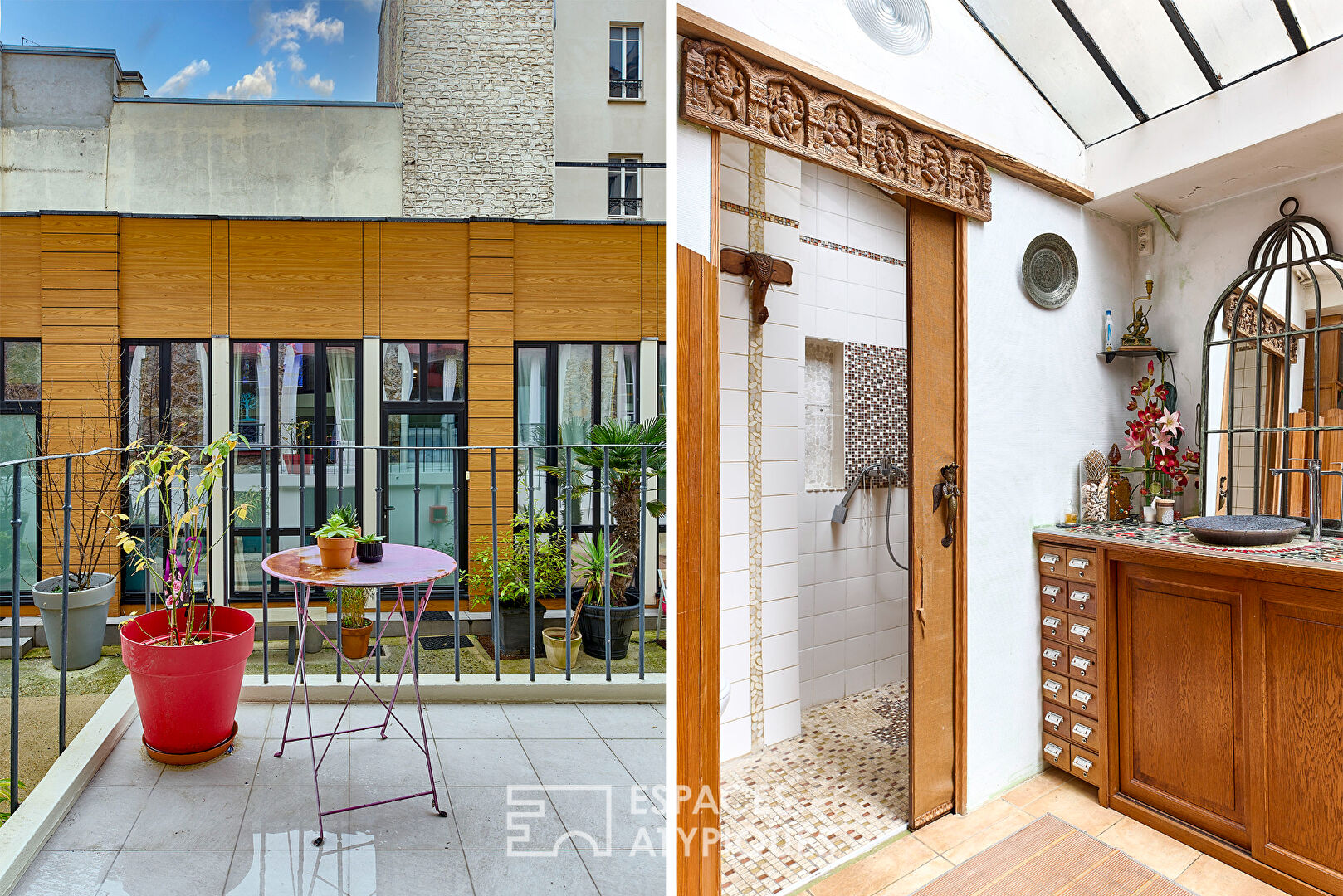 Ancienne salle de yoga esprit loft avec balcon