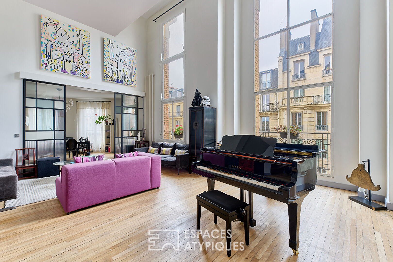 Duplex esprit loft avec séjour cathédrale - Auteuil Sud