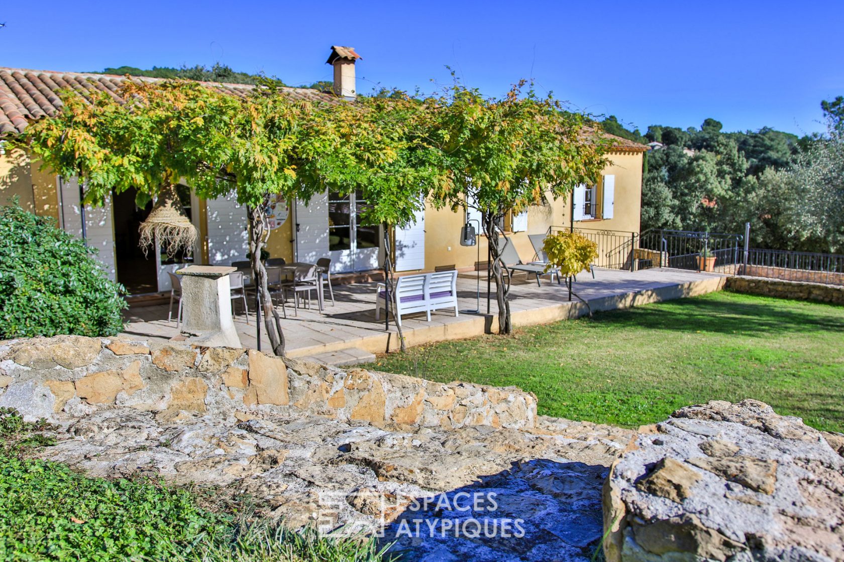 Neo-classical house with contemporary annex, nature park and swimming pool.