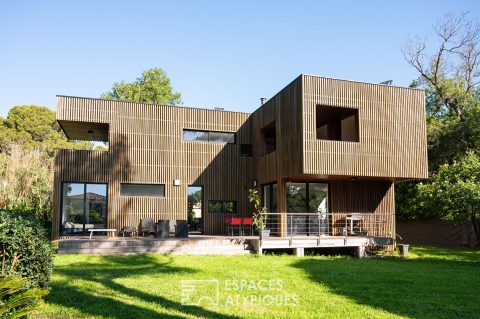 Contemporary wooden frame near the beach