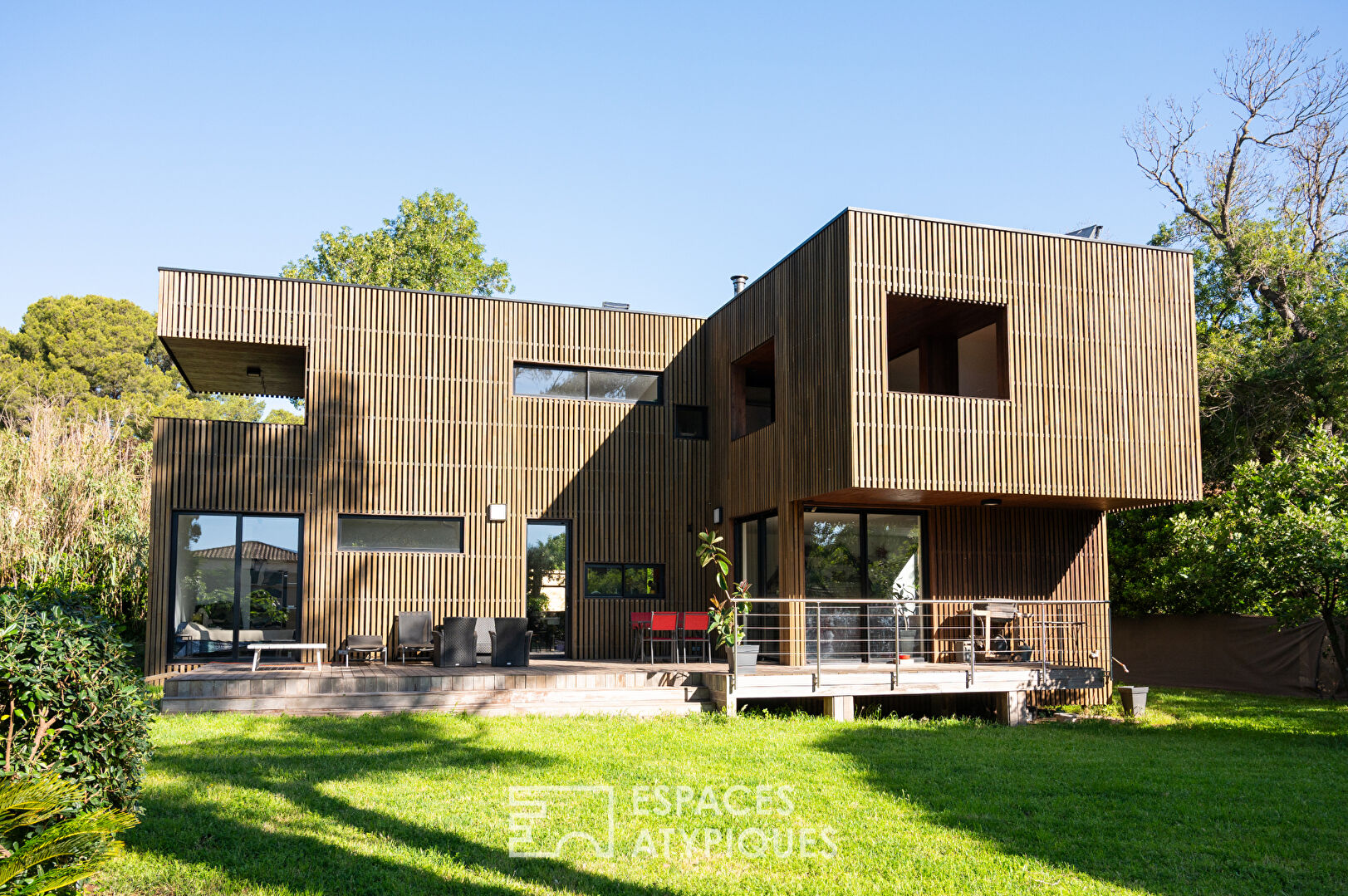 Contemporary wooden frame near the beach