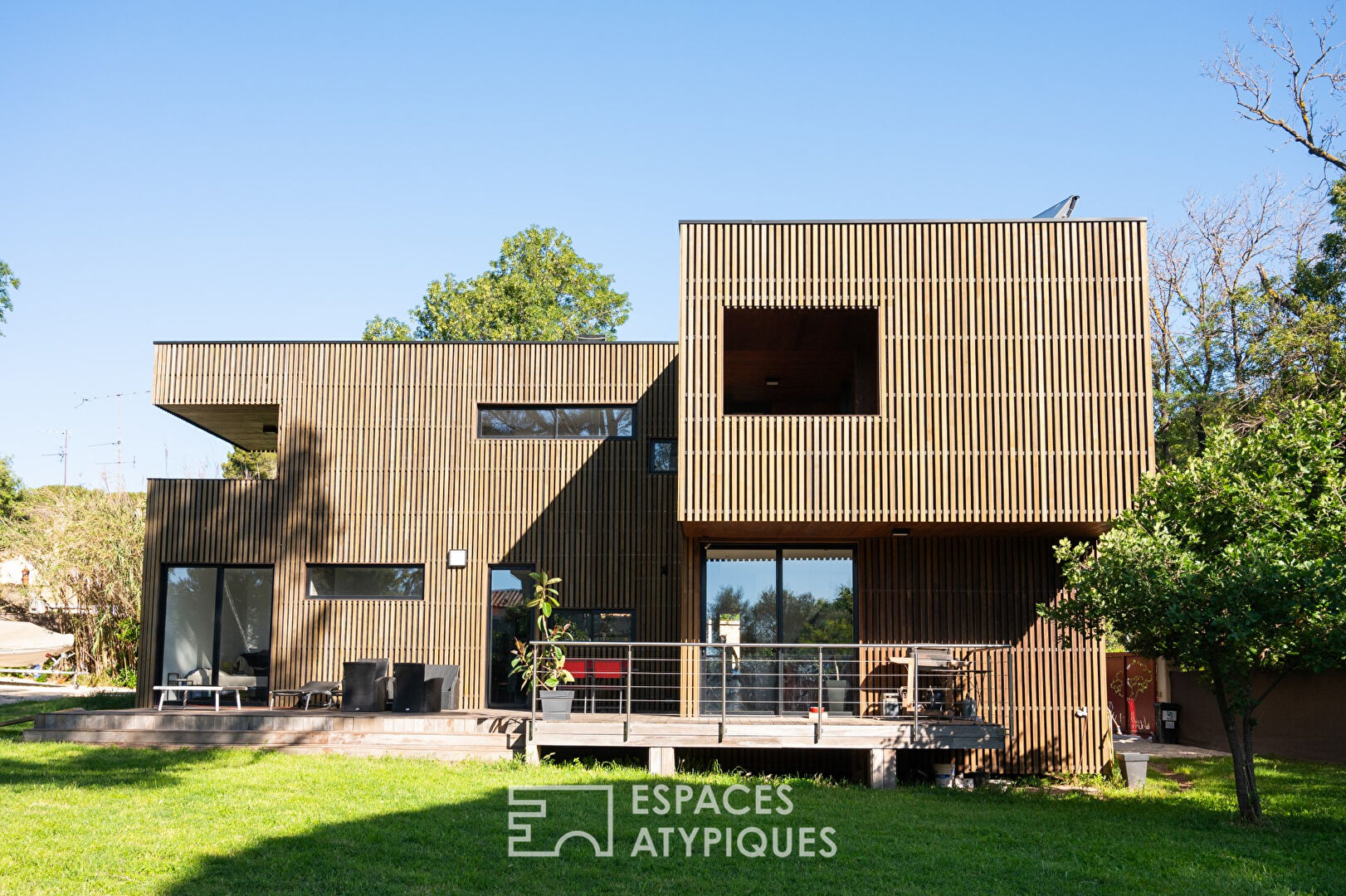 Contemporary wooden frame near the beach