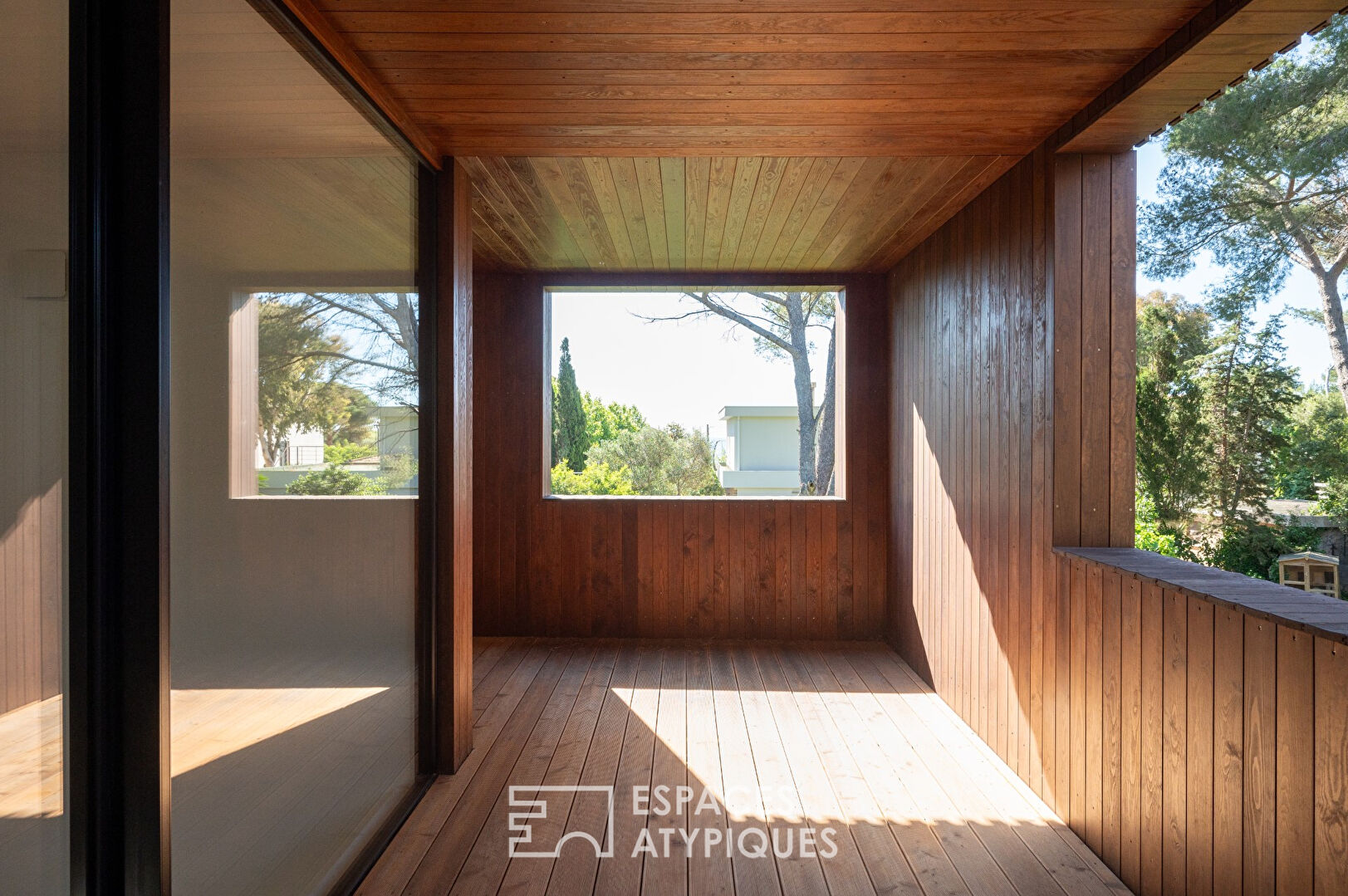 Contemporary wooden frame near the beach