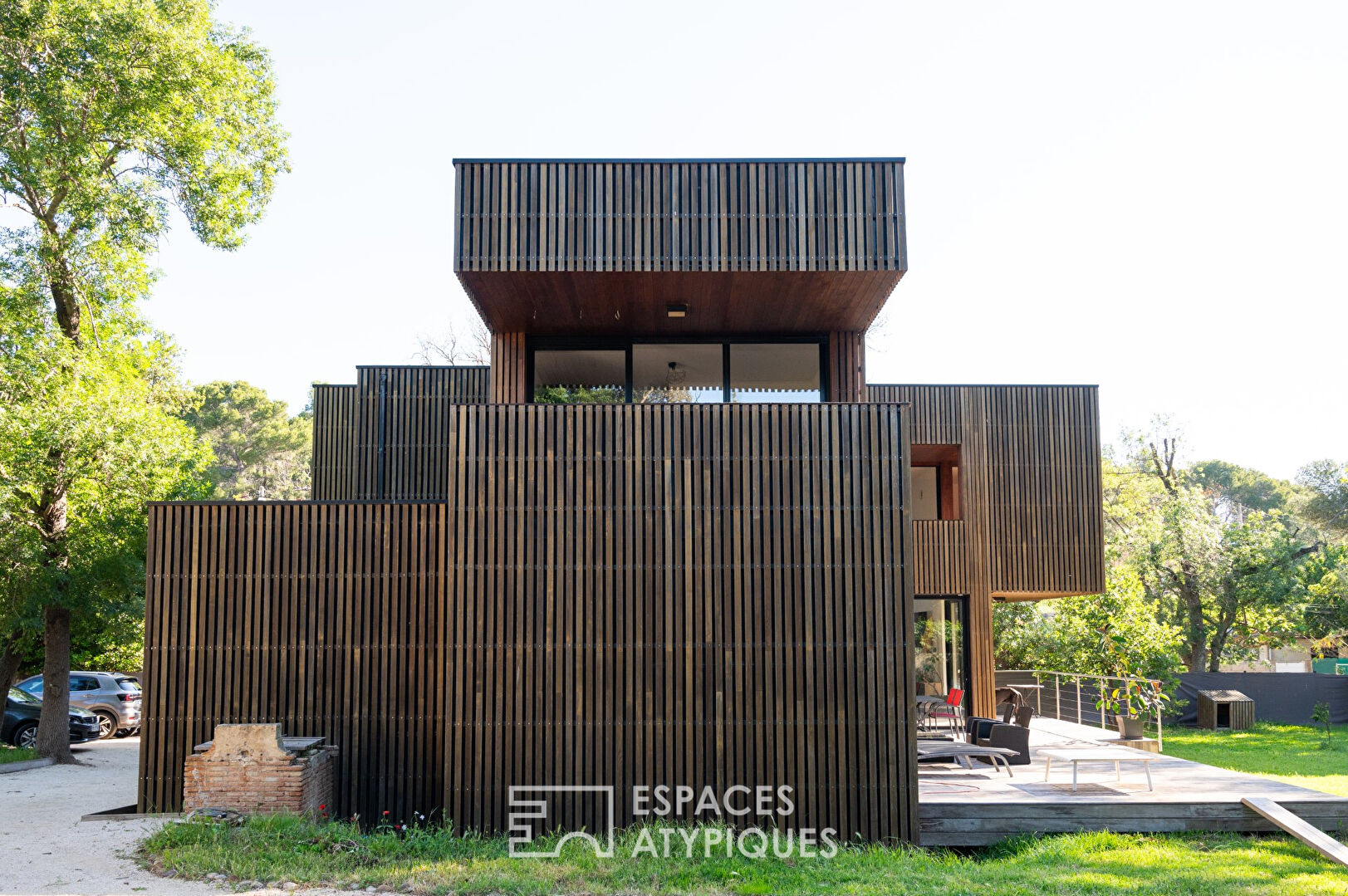 Contemporary wooden frame near the beach