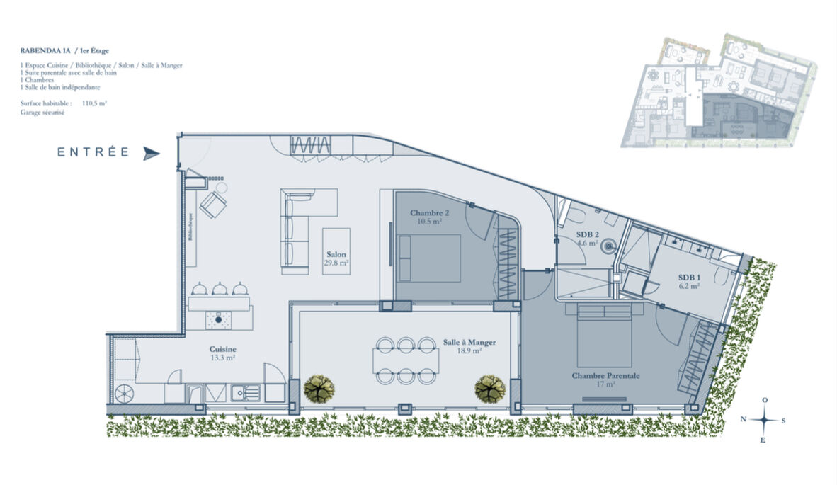 Atypical apartment with terrace, sea view and shops on foot