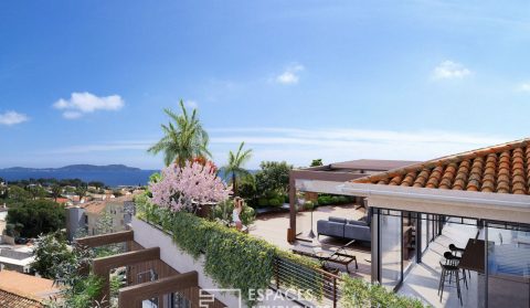 Penthouse avant-gardiste, terrasse, vue mer, commerces à pied