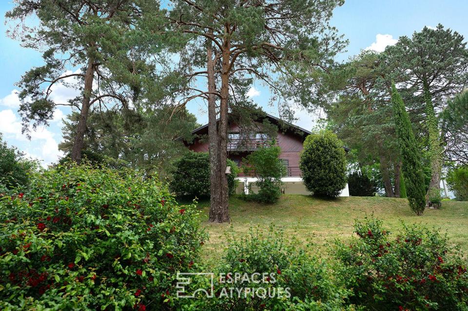 Maison type chalet avec piscine et vue
