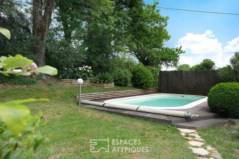 Maison type chalet avec piscine et vue