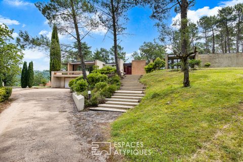 Architect house on wooded park
